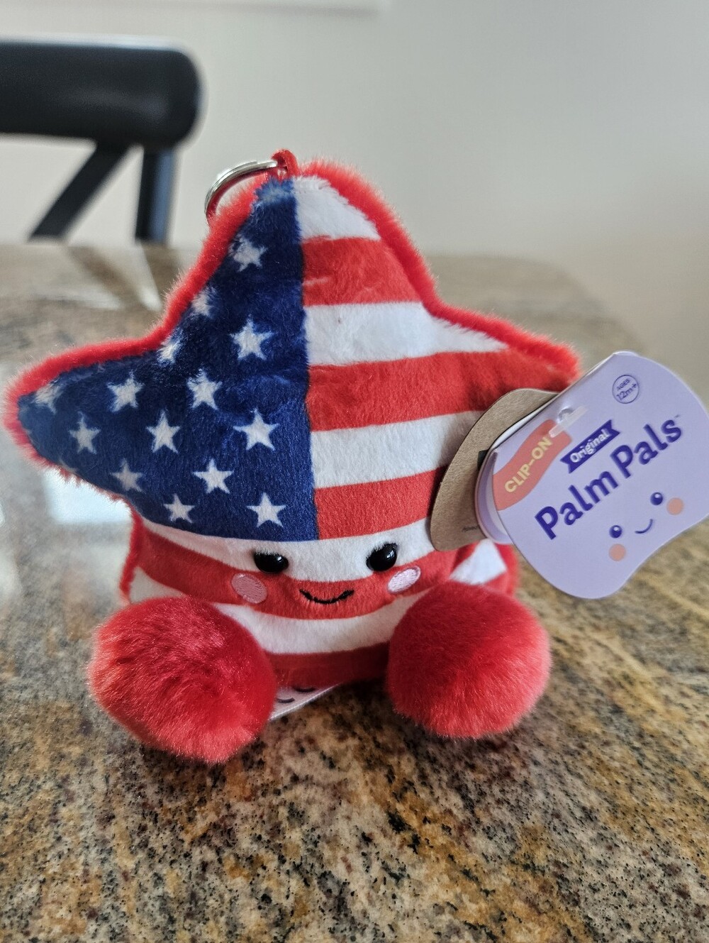 NWT Palm Pals American Flag Americana Star Plush Clip-On